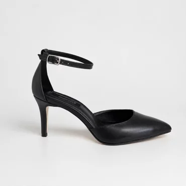 Pantofi dama eleganti Piele Naturala Negri cu toc mic Alira