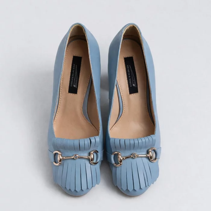 Pantofi dama Piele Naturala Blue cu accesorii Tasha picture - 5