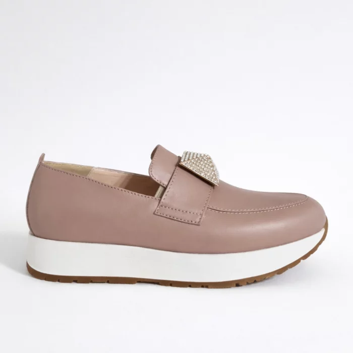 Pantofi dama Piele Naturala casual Bej Klara cu accesoriu picture - 2