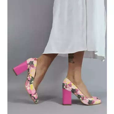 Pantofi dama Piele Naturala imprimeu roz Gioelia