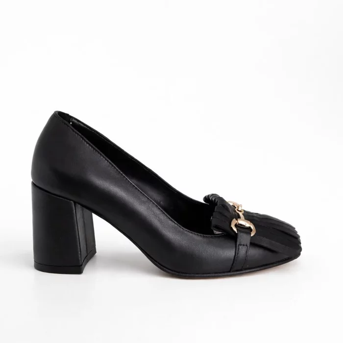 Pantofi dama Piele Naturala Negri cu accesorii Tasha picture - 3