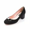 Pantofi de dama camoscio negru Elisabeta cu funda Agnes