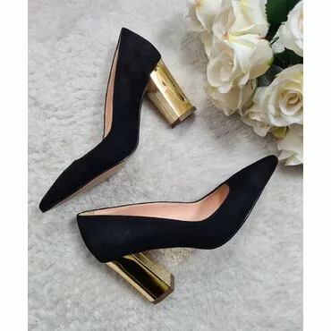 Pantofi de dama din camoscio negru Samira