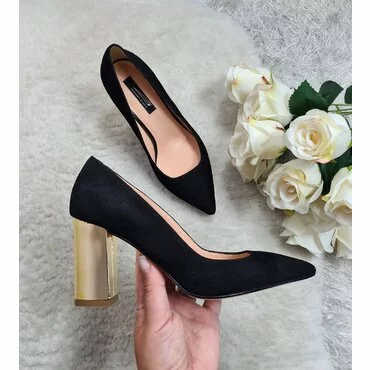 Pantofi de dama din camoscio negru Samira