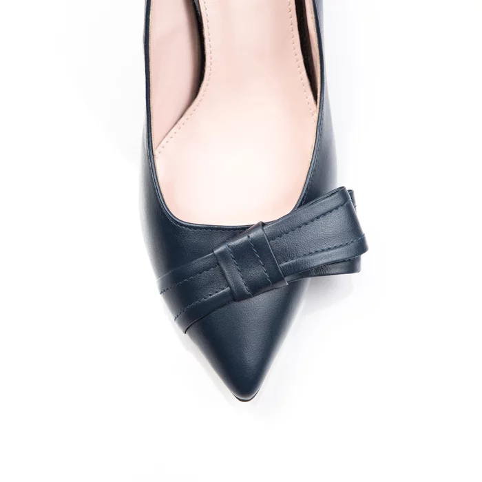 Pantofi de dama piele bleumarin Good cu funda GF1 picture - 4
