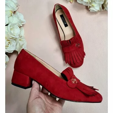 Pantofi de dama rosii cu franjuri Nikol