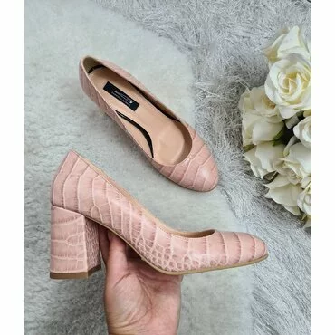 Pantofi din piele naturala roz Mara