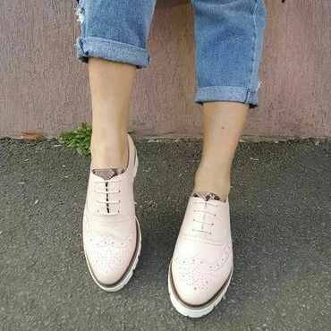 Pantofi din piele naturala roz Young Smart