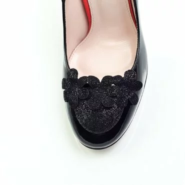 Pantofi lac negru Ikebana