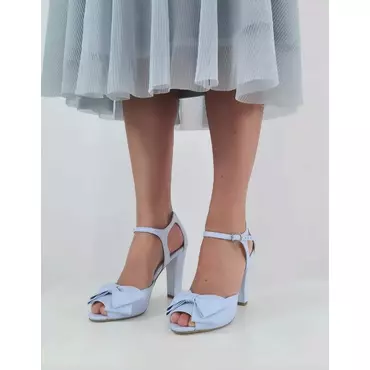 Pantofi piele bleo Iris cu funda