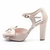 Pantofi piele roz pudra Iris cu funda