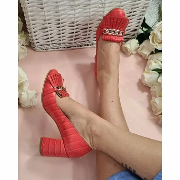 Pantofi rosii din piele naturala Tasha