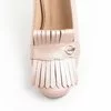 Pantofi roz perlat din piele naturala Ameli cu franjuri