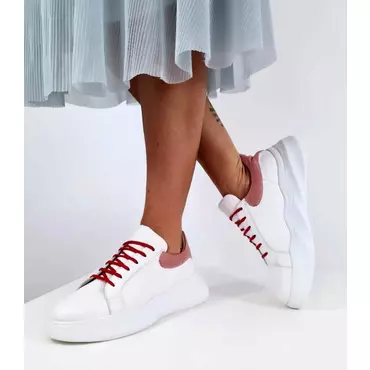 Pantofi sport din piele naturala alba Bao