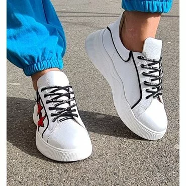 Pantofi sport din piele naturala alba Star