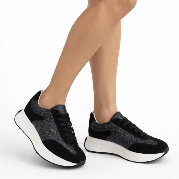 Pantofi sport Piele Naturala Negri Run Black picture - 2