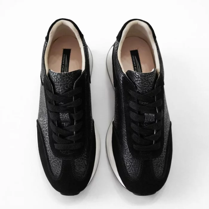 Pantofi sport Piele Naturala Negri Run Black picture - 5