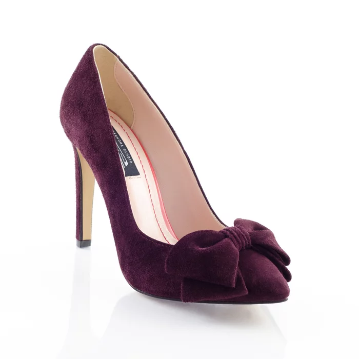 Pantofi Stiletto  din Piele Naturala Bordo Garkony Amora Bow picture - 2