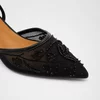 Pantofi stiletto eleganti din dantela Negri cu toc mic Lolita picture - 4