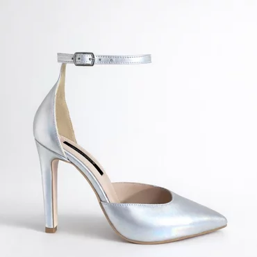 Pantofi stiletto Piele Naturala argintie Erica