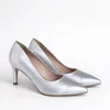 Pantofi stiletto Piele Naturala Argintii Aylin picture - 4