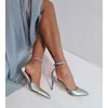 Pantofi stiletto Piele Naturala argintiu curcubeu Rebeca