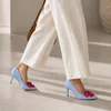 Pantofi stiletto Piele Naturala Blue Spring Bloom picture - 3