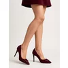 Pantofi stiletto Piele Naturala Bordo camoscio Wine Grace picture - 2