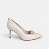 Pantofi stiletto Piele Naturala Crem cu accesoriu detasabil Maestro picture - 1