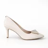 Pantofi stiletto Piele Naturala Crem cu accesoriu Elisya picture - 1