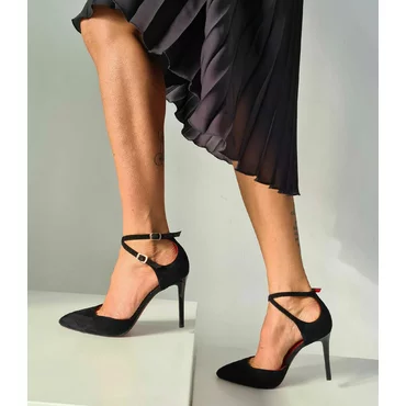 Pantofi stiletto Piele Naturala neagra Valery
