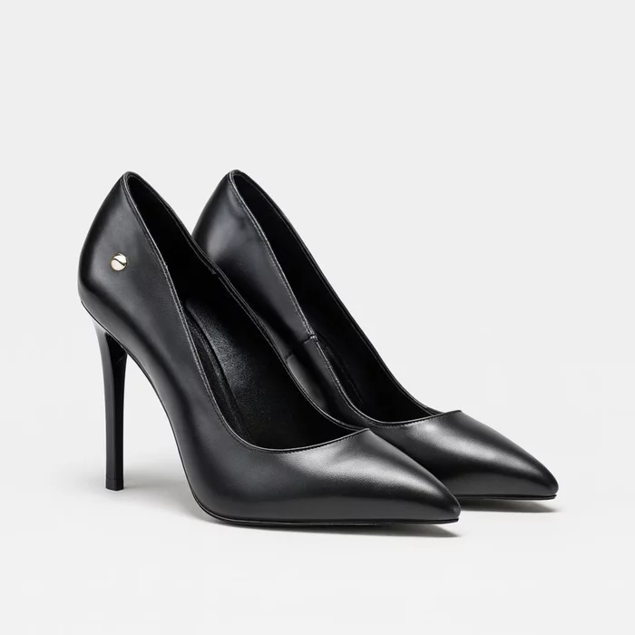 Pantofi stiletto Piele Naturala Negri Classy Heel picture - 3