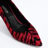 Pantofi stiletto Piele Naturala ponei Rosu cu Negru Aylin picture - 4