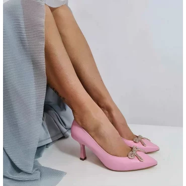 Pantofi stiletto Piele Naturala roz Veronika