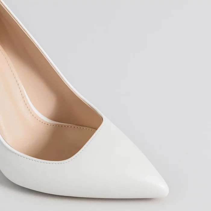 Pantofi stiletto Piele Naturala Trend Albi picture - 3