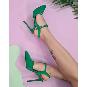 Pantofi stiletto Piele Naturala verde Selena