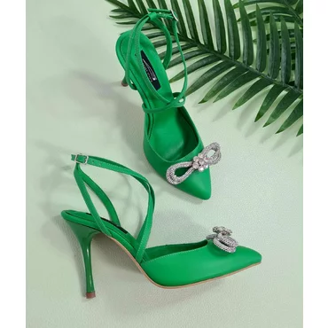 Pantofi stiletto Piele Naturala verde Sensy