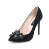 Pantofi stiletto trend camoscio negru Spring