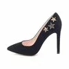 Pantofi stiletto trend camoscio negru Stars