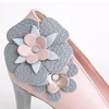 Pantofi stiletto trend piele roz pudra cu aplicatii florale picture - 7