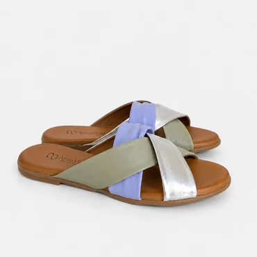 Papuci dama comfort Piele Naturala Multicolori cu talpa joasa Nyra
