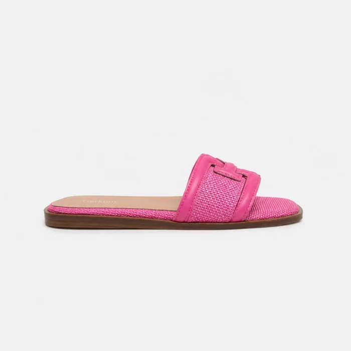 Papuci dama din Textil Fuxia cu talpa joasa confortabila Dalia picture - 4