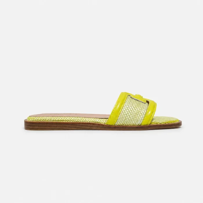 Papuci dama din Textil Galben lamaie cu talpa joasa confortabila Dalia picture - 3