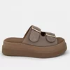 Papuci dama Piele Naturala Taupe cu talpa platforma Trek picture - 2