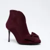 Botine dama Piele Naturala Bordo camoscio cu funda Bow picture - 1