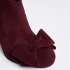 Botine dama Piele Naturala Bordo camoscio cu funda Bow picture - 3