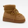 Ghete dama din Piele Naturala Camel cu textil blanita FrostLine picture - 4