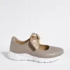 Pantofi casual Piele Naturala Bej cu auriu Mini Bow picture - 2