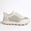Pantofi sport din Piele Naturala perforata Bej Grid picture - 1