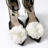 Pantofi stiletto Piele Naturala Negri cu lant perle detasabil Dream picture - 3